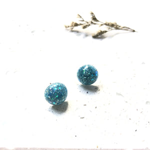 Turquoise Glitter Resin Stud