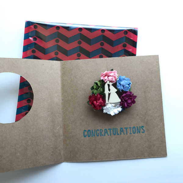 3D Paper Flower Wreath Wedding Card