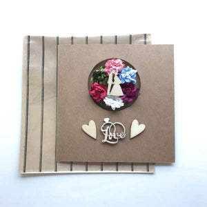 3D Paper Flower Wreath Wedding Card - v2