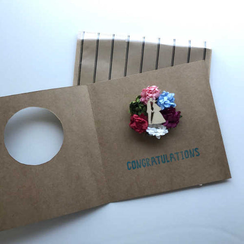 3D Paper Flower Wreath Wedding Card - v2