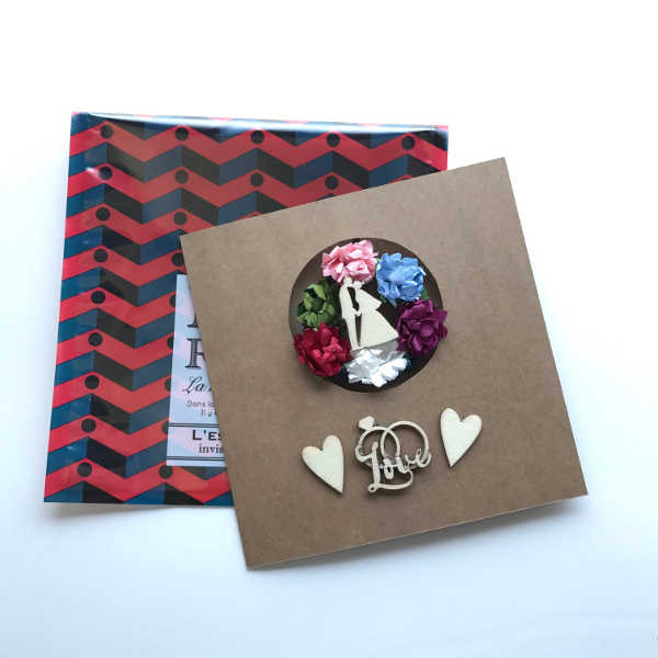 3D Paper Flower Wreath Wedding Card