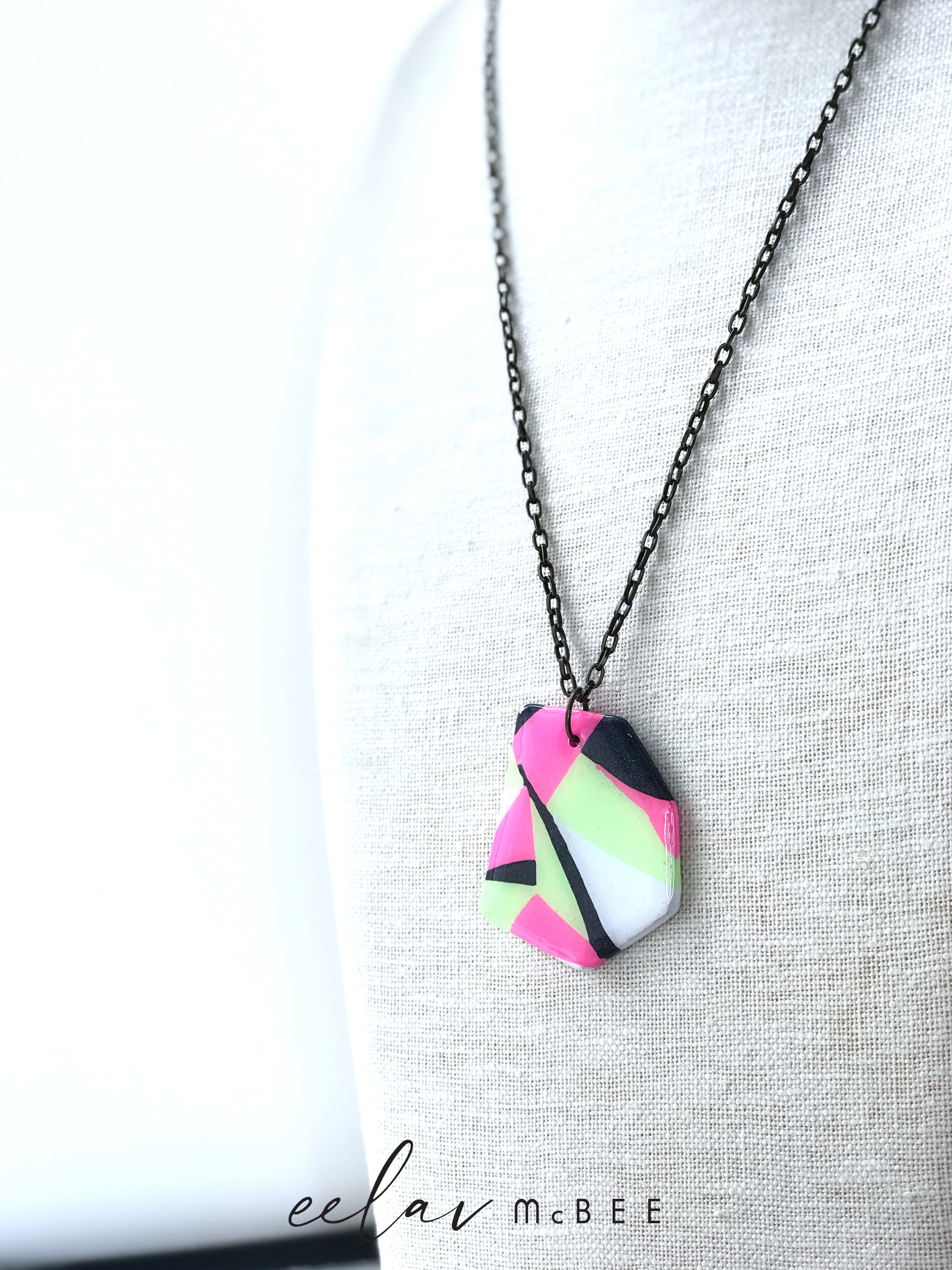 Neon Geometric Pendant Necklace