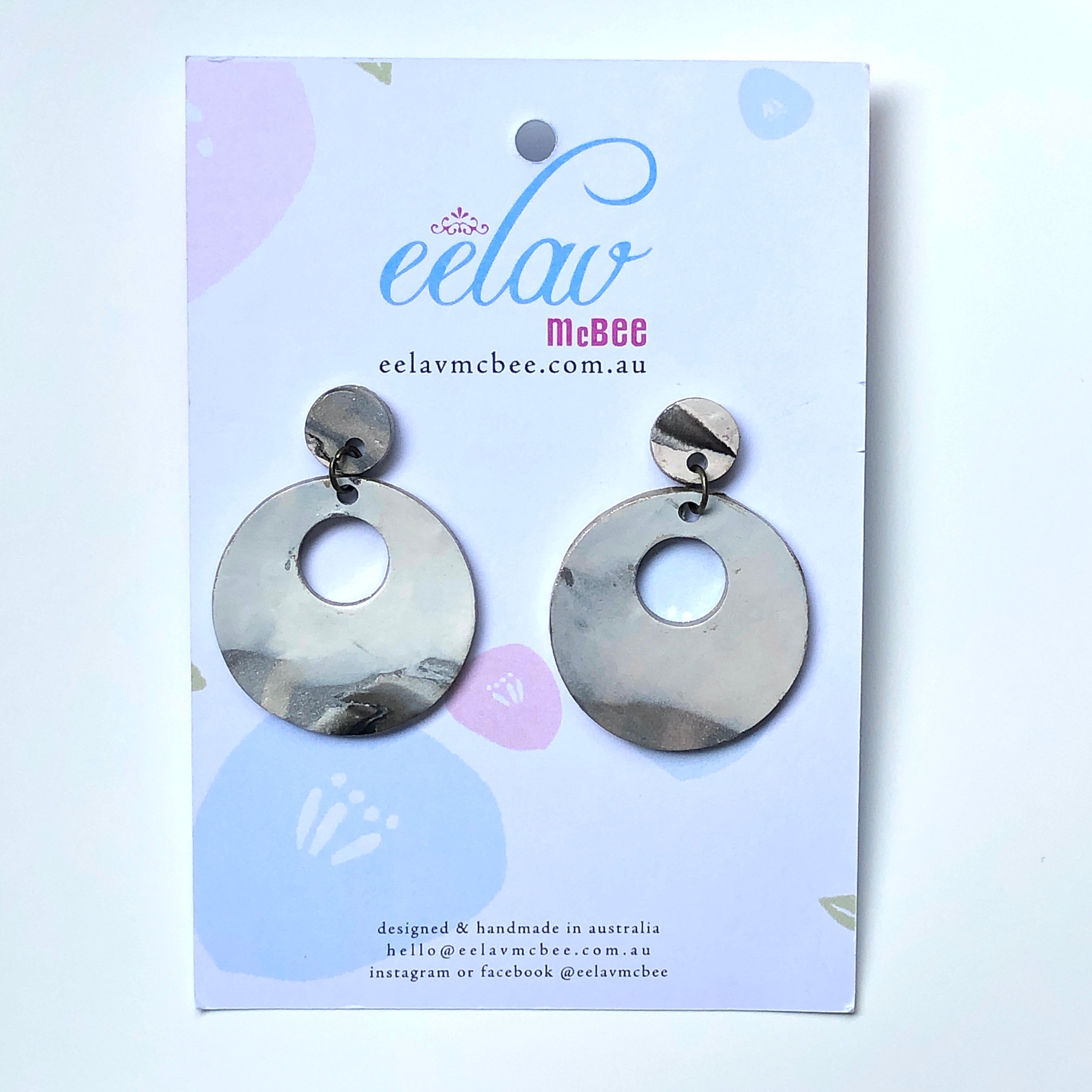 Marbling Statement Drop Round Earrings - v2 - Sample