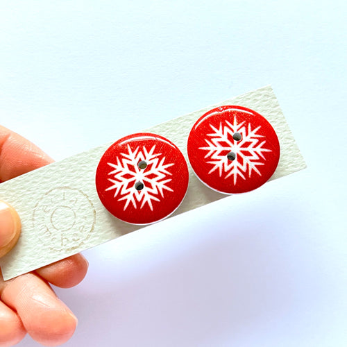 Christmas Flakes Button Stud