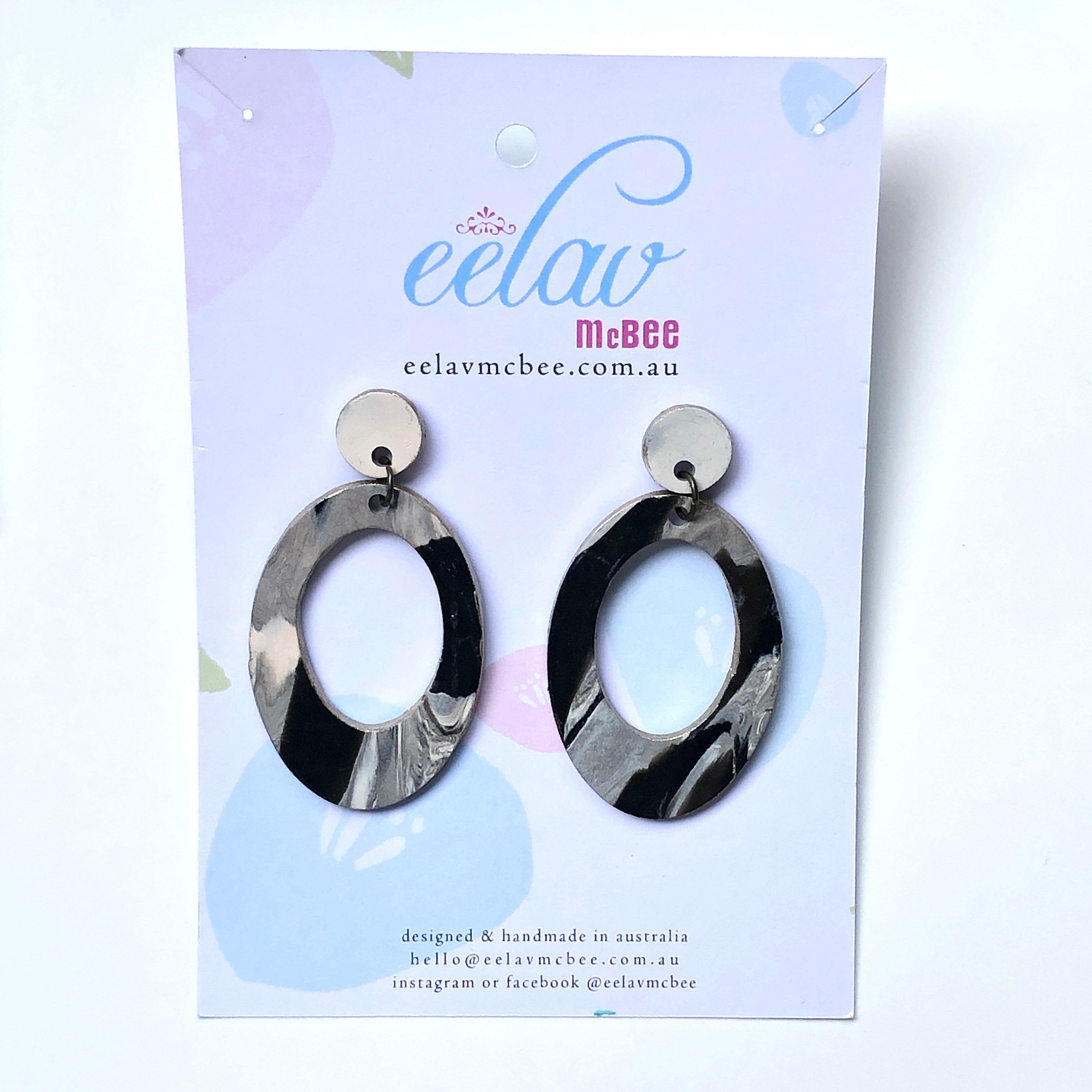 Marbling Statement Drop Oval Earrings - v2 - Sample