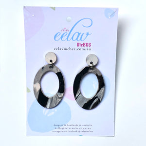 Marbling Statement Drop Oval Earrings - v2 - Sample