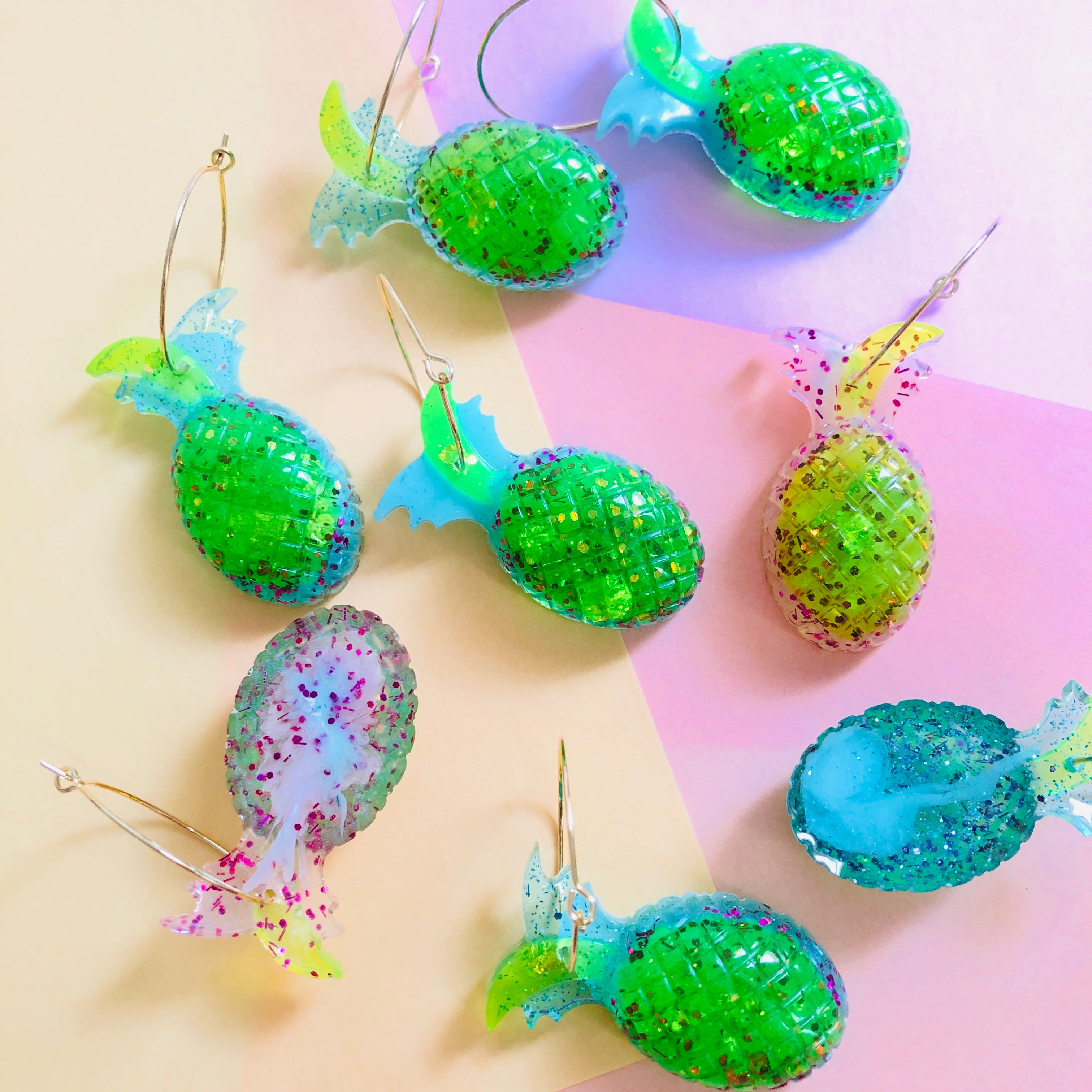 Cacti Resin Hoop Earrings - v1
