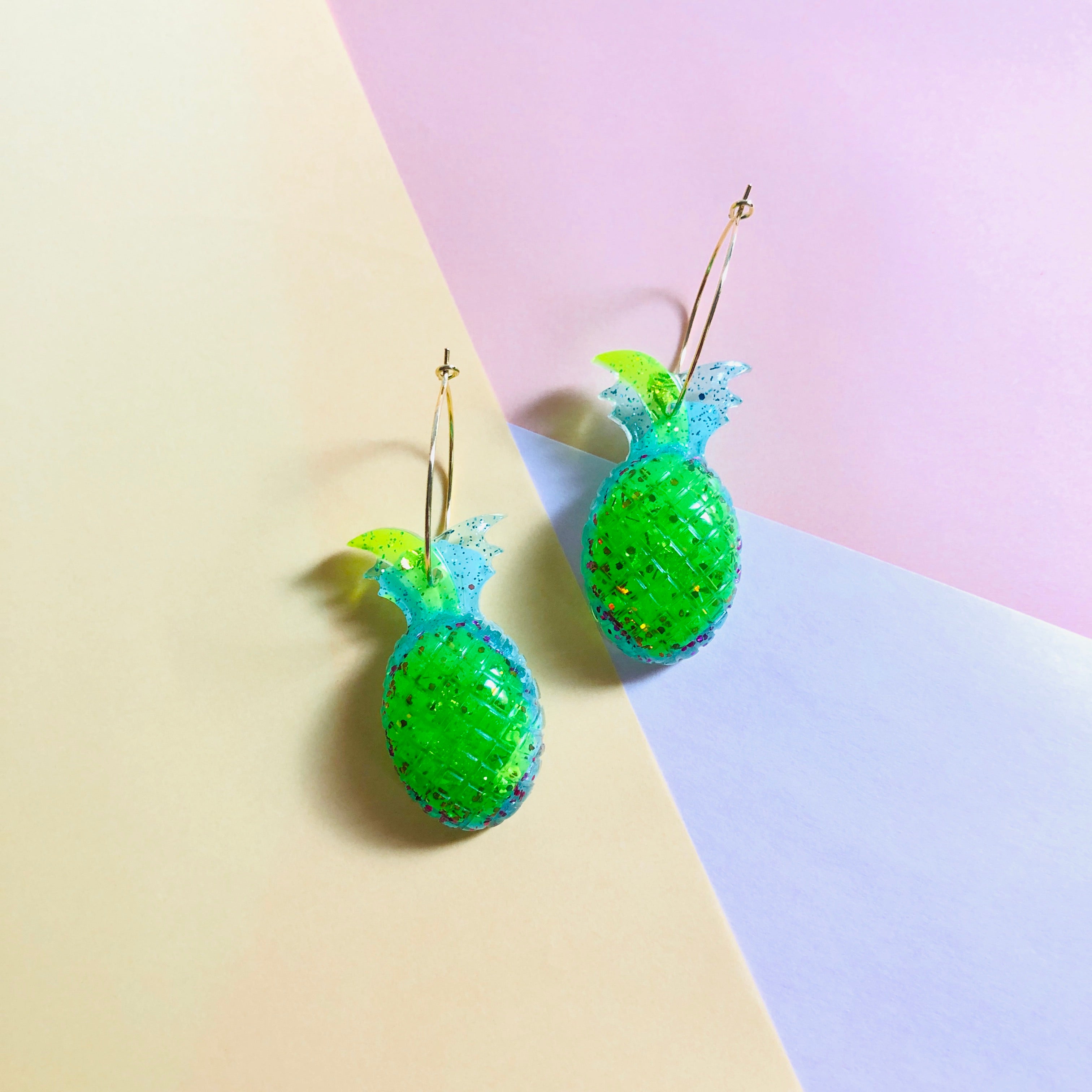 Pine-Apple Resin Hoop Earrings - v3