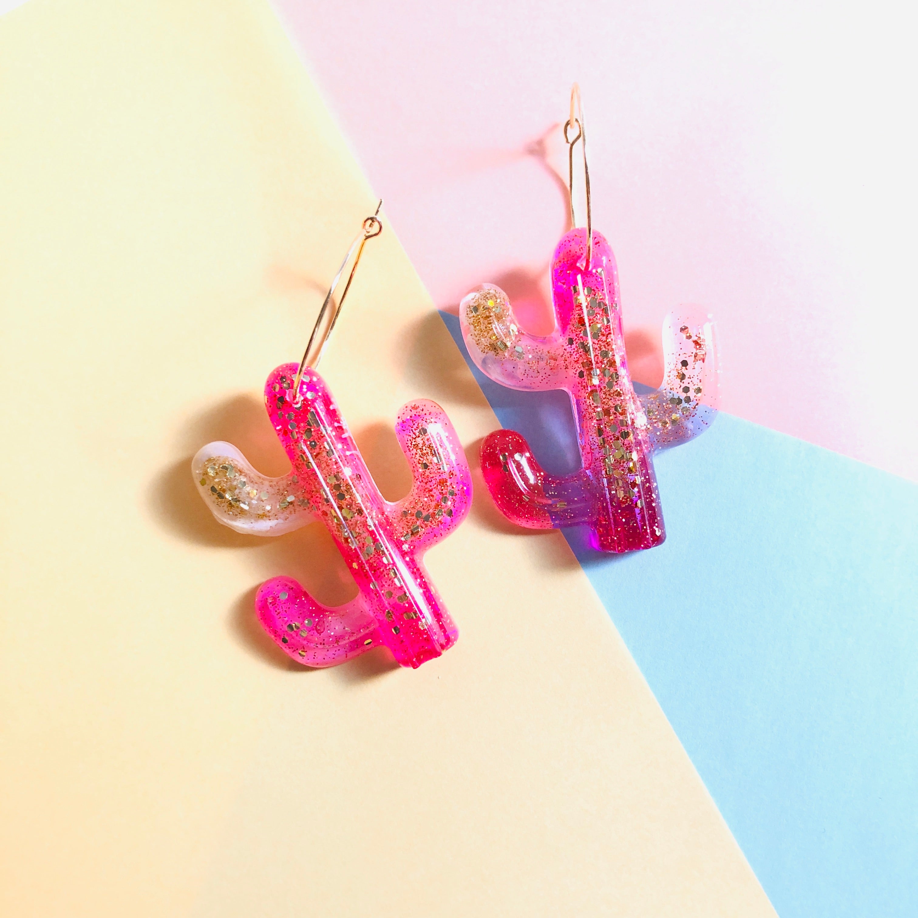 Cacti Resin Hoop Earrings - v1