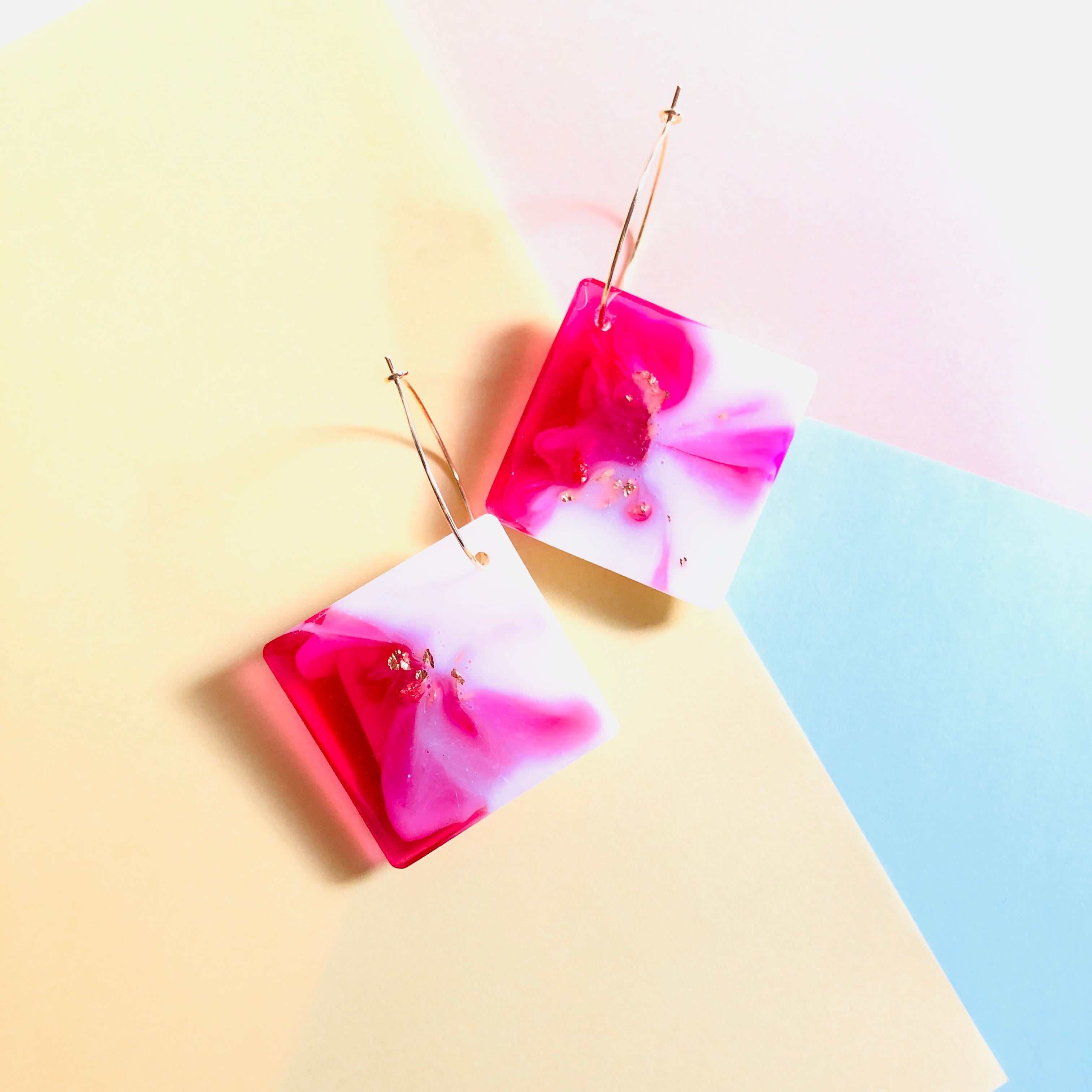 Square Resin Hoop Earrings - v1