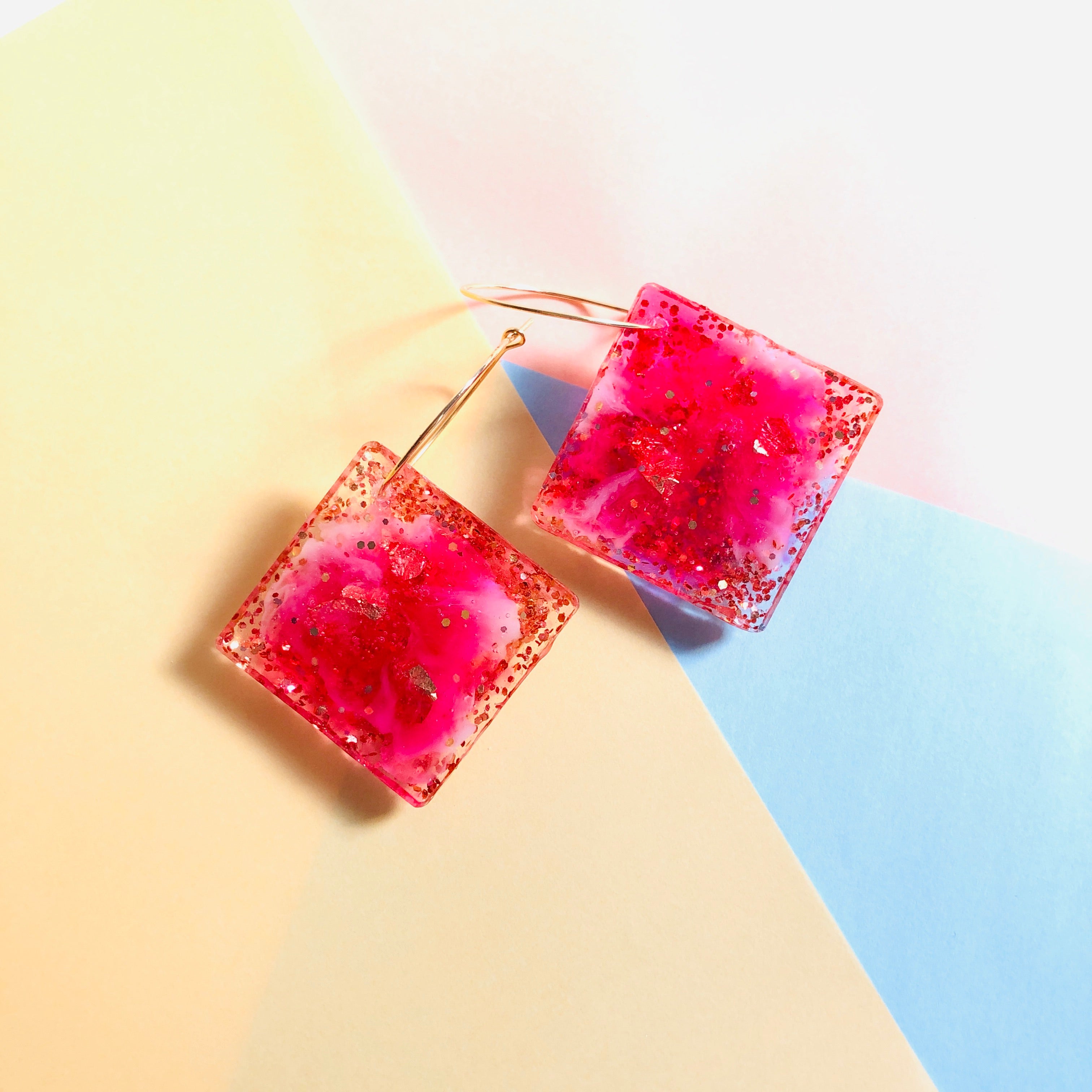 Square Resin Hoop Earrings - v2