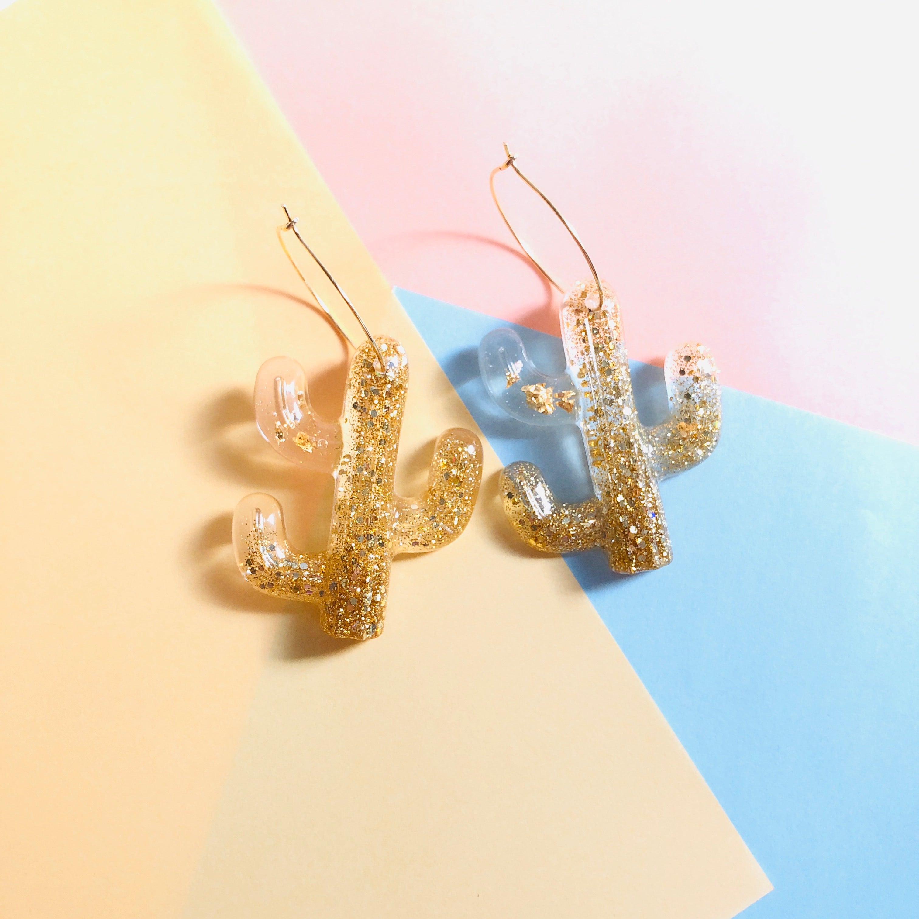 Cacti Resin Hoop Earrings - v2