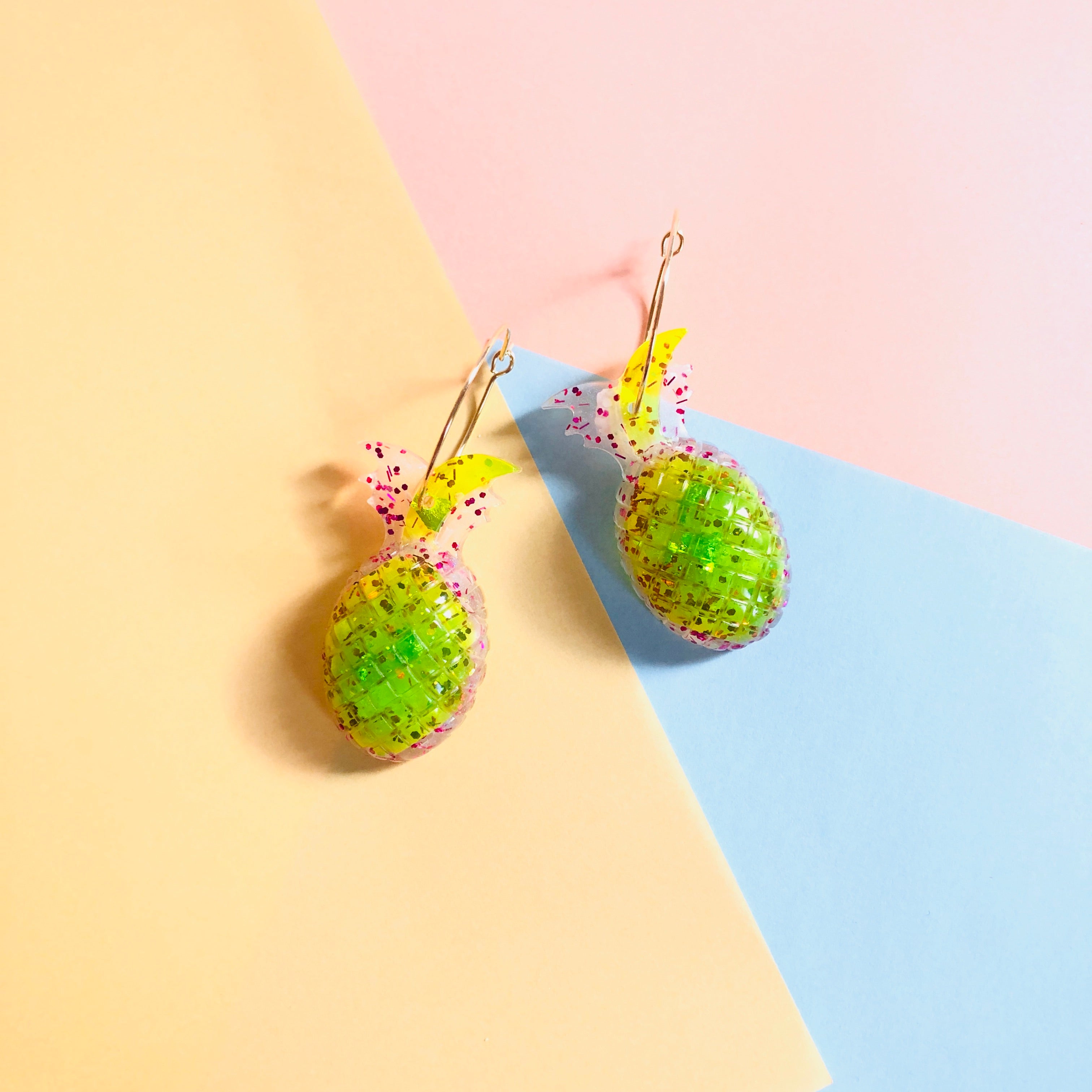Pine-Apple Resin Hoop Earrings - v2