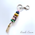 Colourful Beaded Key Chain with Tassel - Cream