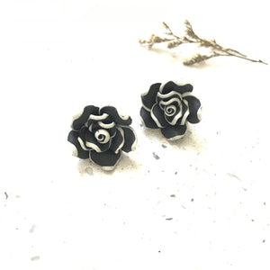 Black Floral Studs - Sample
