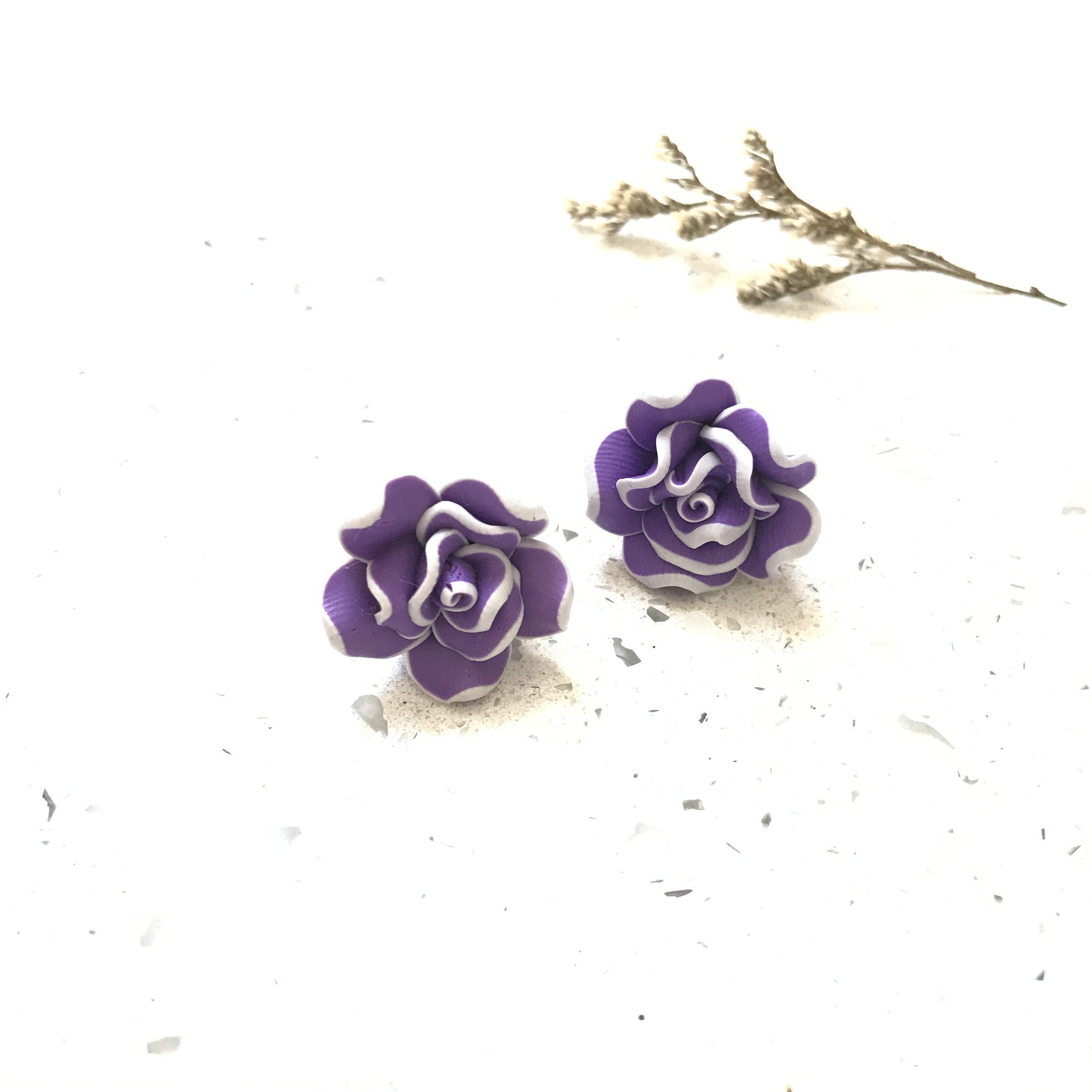 Violet Floral Studs - Sample