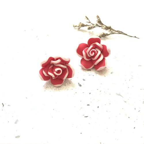 Red Floral Studs - Sample