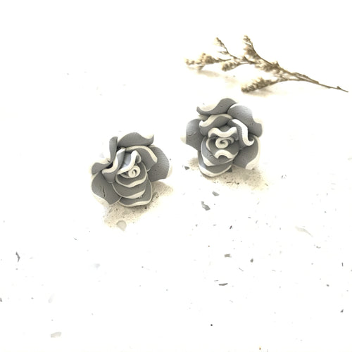 Grey Floral Studs - Sample