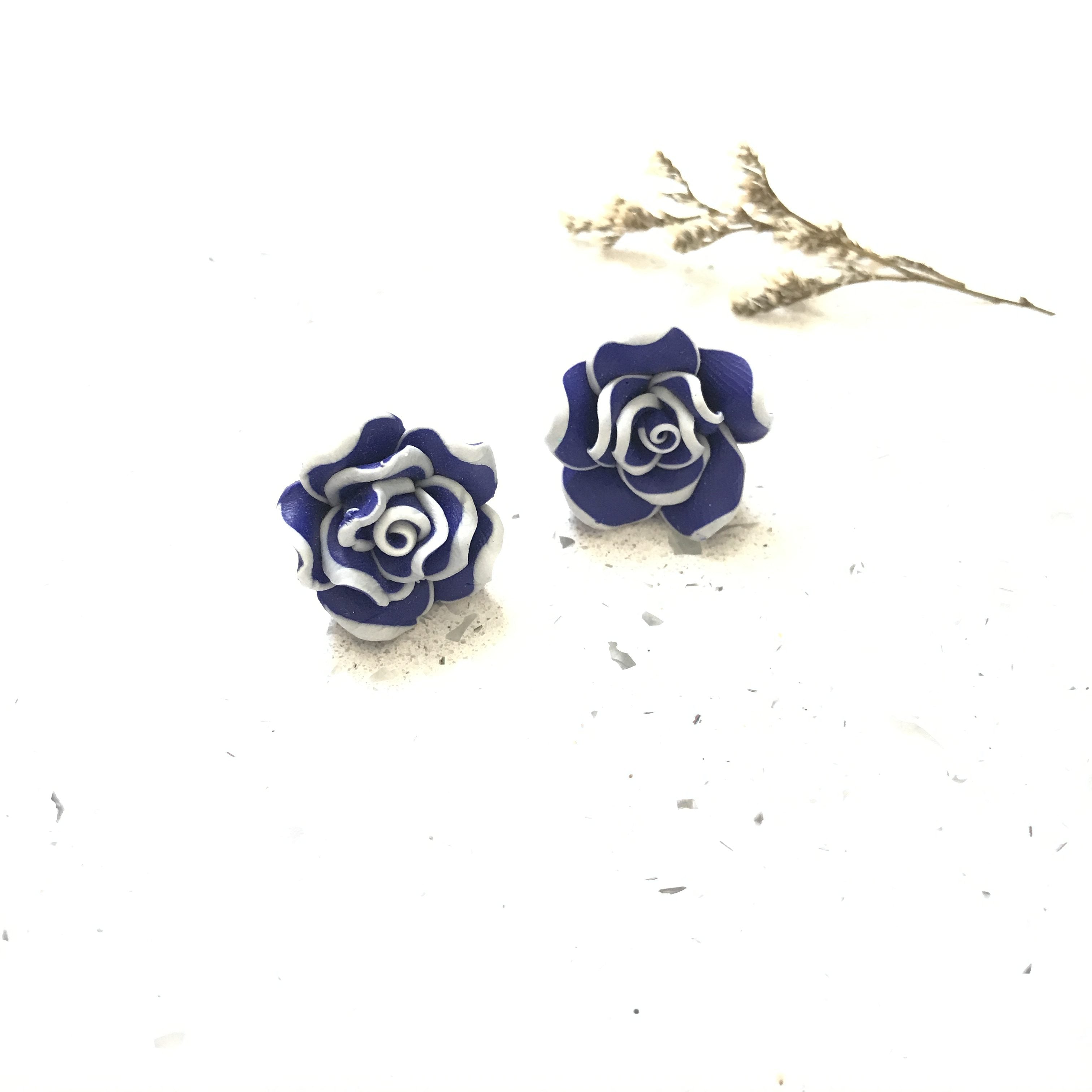 Blue Floral Studs - Sample