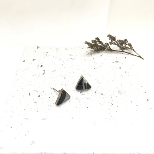 Marbling 2 Tone Triangle Studs (Glossy)