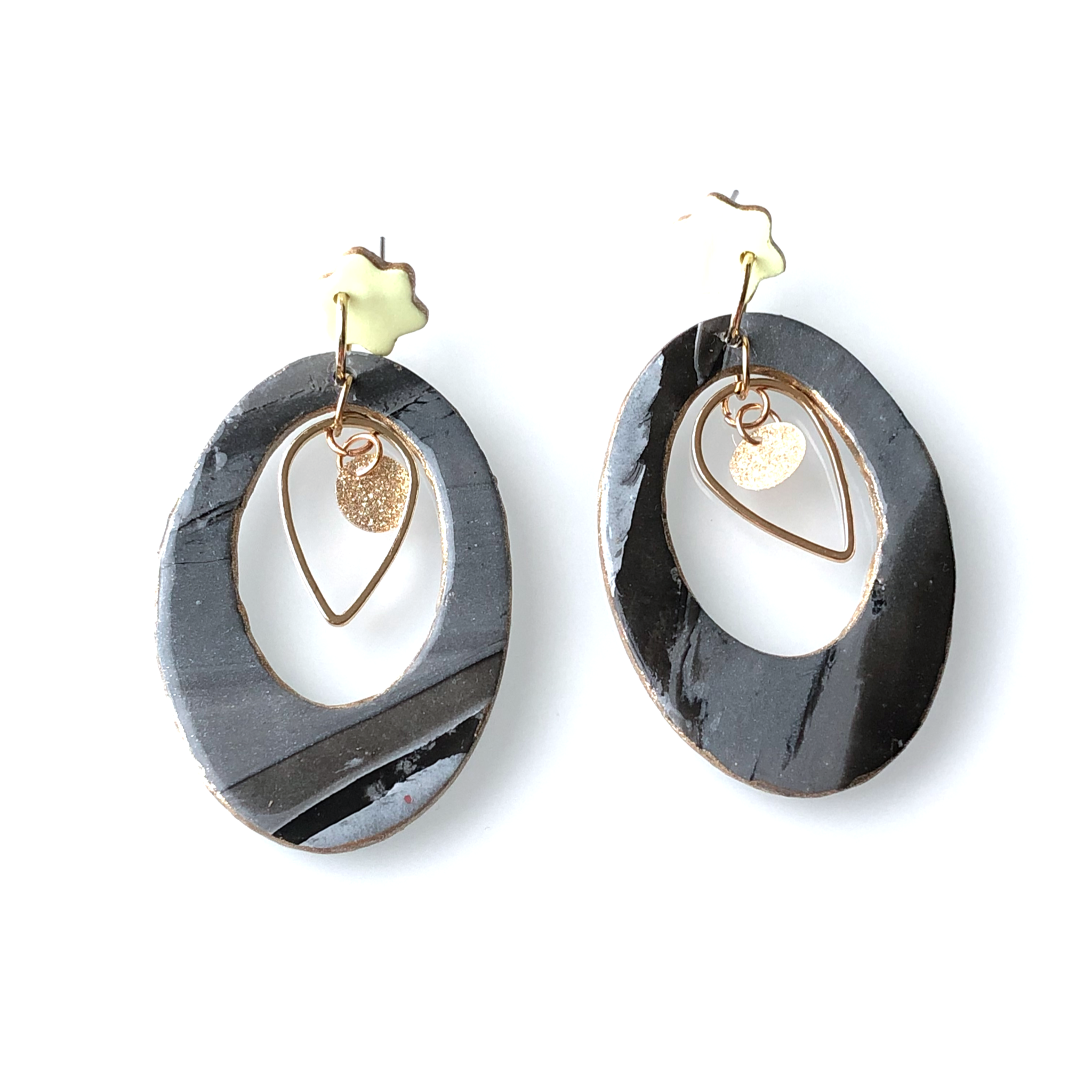 Florence Pastel Jaune Earrings (Oval Glossy) - v1 - Sample