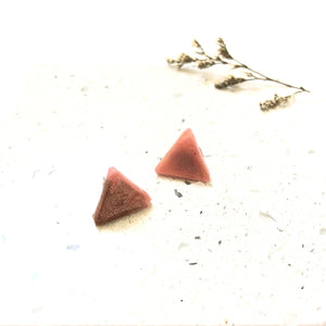 Pink Glitter Resin Triangle Stud
