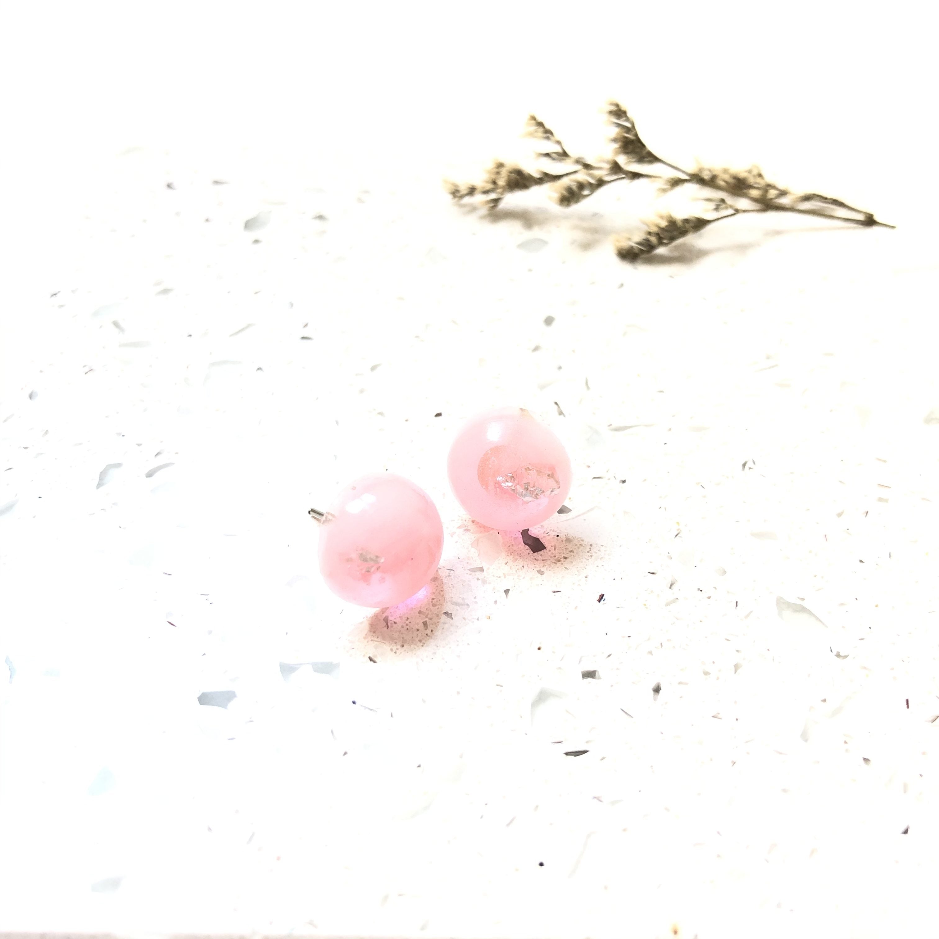 Milky Light Pink Resin Stud