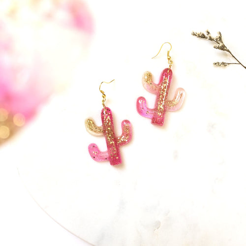 Cacti Resin Earrings (Pink)