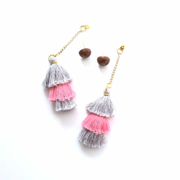 A Bit of Gold Bronze 2 in 1 Statement Layered Tassel Earrings