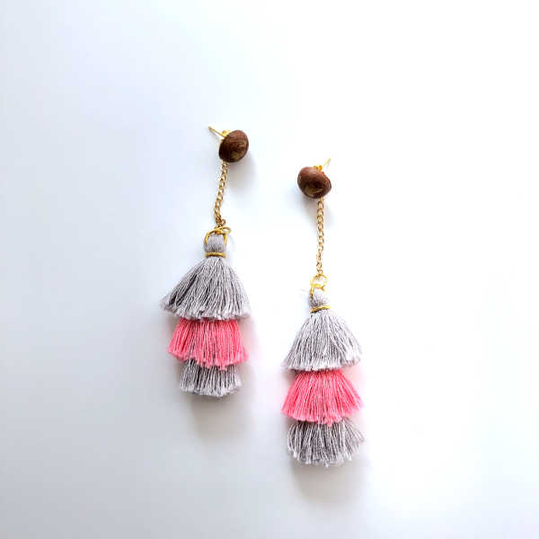 A Bit of Gold Bronze 2 in 1 Statement Layered Tassel Earrings