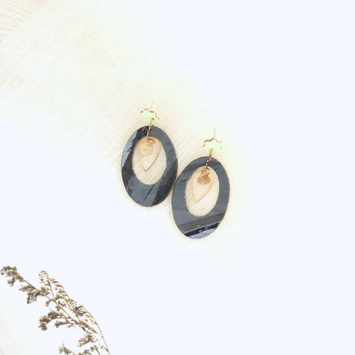 Florence Pastel Jaune Earrings (Oval) - v1