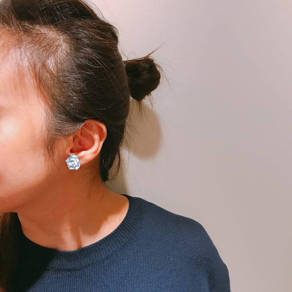 Patterned Floral Studs (Lt Blue)