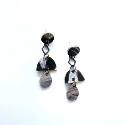 Marbling Statement Drop Earrings - Sample