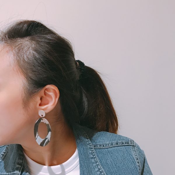 Marbling Statement Drop Oval Earrings - v2 - Sample