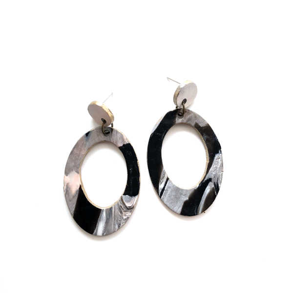 Marbling Statement Drop Oval Earrings - v2 - Sample