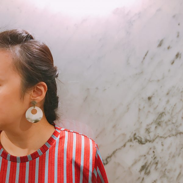 Marbling Statement Drop Round Earrings - v2 - Sample