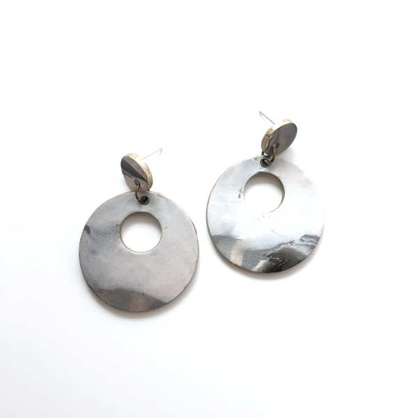 Marbling Statement Drop Round Earrings - v2 - Sample
