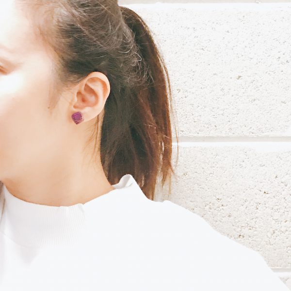 Purplish Square Dotts Studs