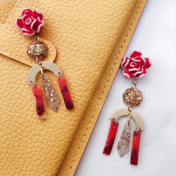 Rosa Statement Resin Dangle Earring (Red)