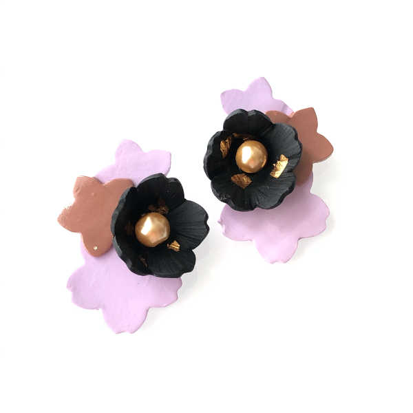 3D Cynthia Sakura Petals Statement Studs (Lavender-Limited Edition)