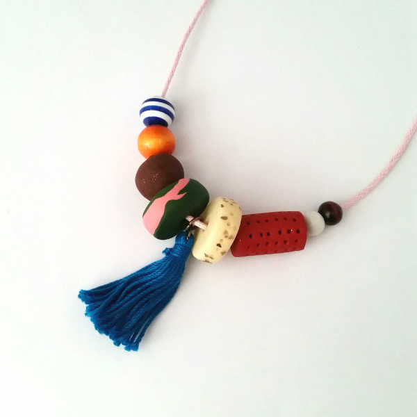 Stripe Necklace With Tassel