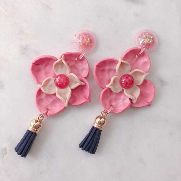 Victoria Freesia Statement Dangle (Blush Pink)